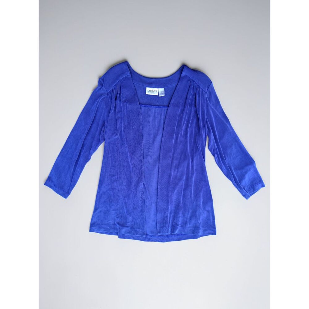 Chico’s Travelers Size 1 (M/8) Royal Blue Open Front Cardigan Jacket